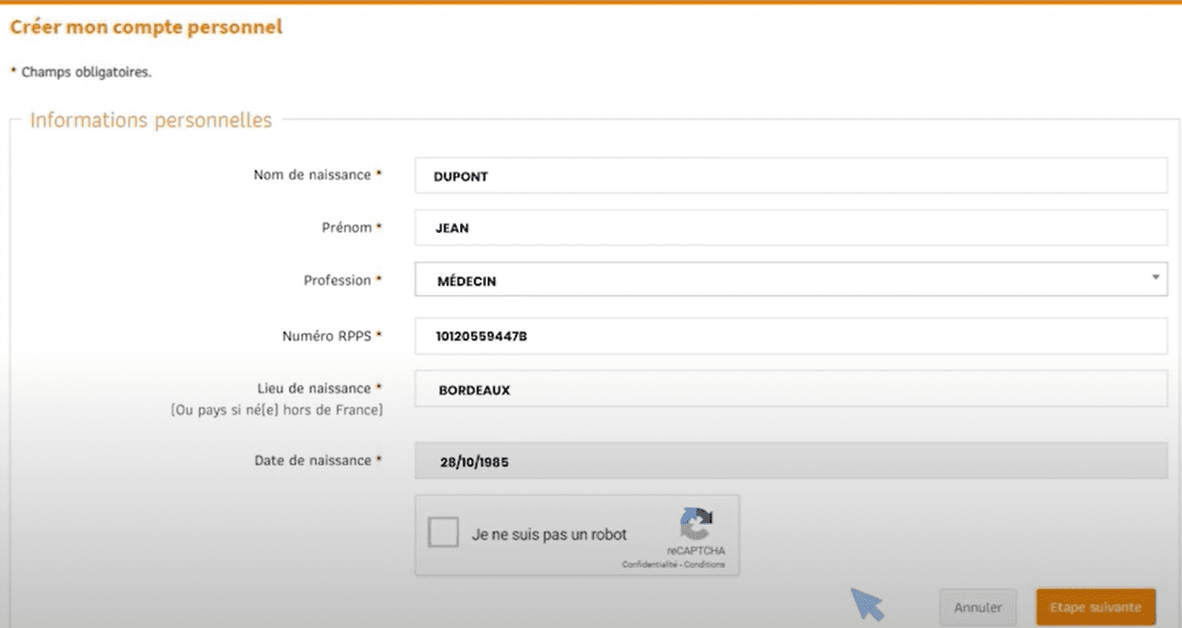 Création de compte ANDPC - Etape 3 - PAPL Formation